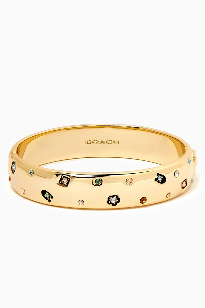 

Gemstone Hinged Bangle Bracelet in Metal, Multicolour