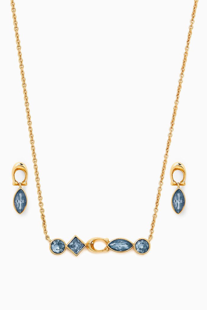 

Gemstone Necklace & Earring Set in in Brass, Blue