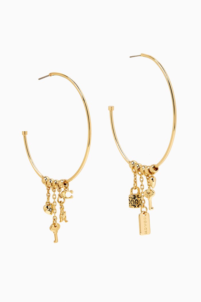 

Iconic Charm Hoop Earrings in Metal, Gold