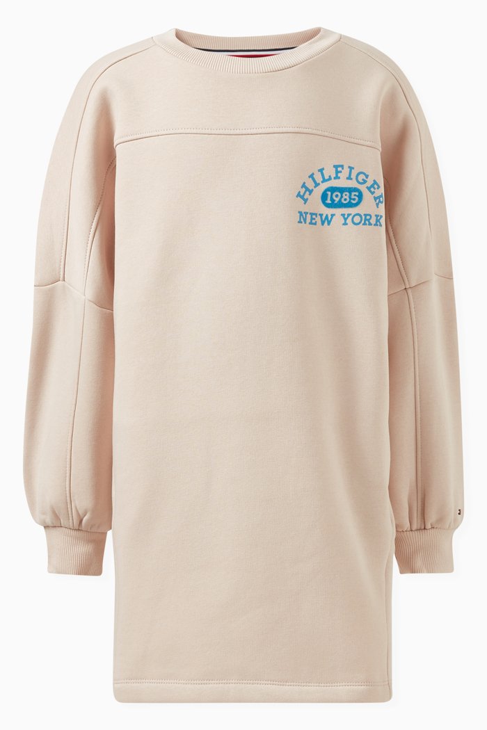 

Logo-print Sweat Dress in Cotton, Neutral
