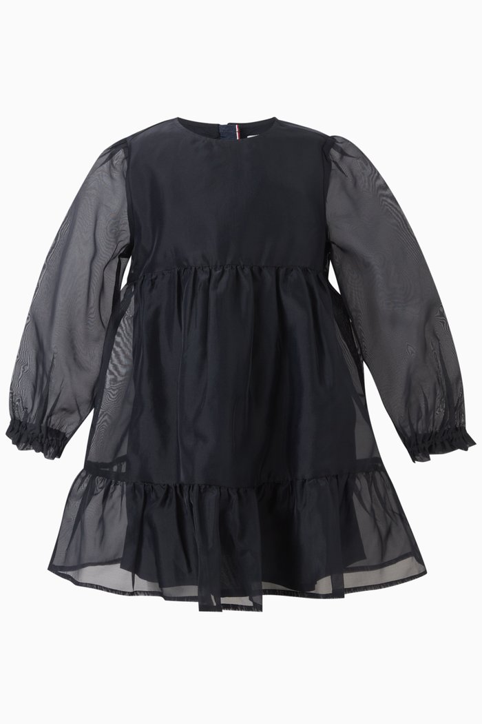 

Festive Tiered Dress in Organza, Blue