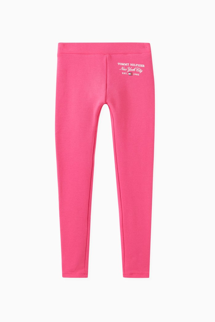 Logo Leggings in Stretch-cotton, Pink