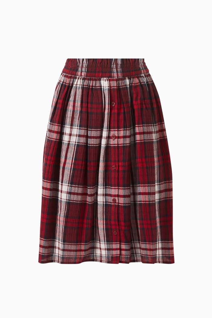 

Tartan Check Paperbag Skirt in Cotton, Multicolour