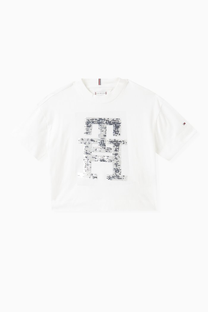 

Embellished Monogram T-shirt in Cotton, White