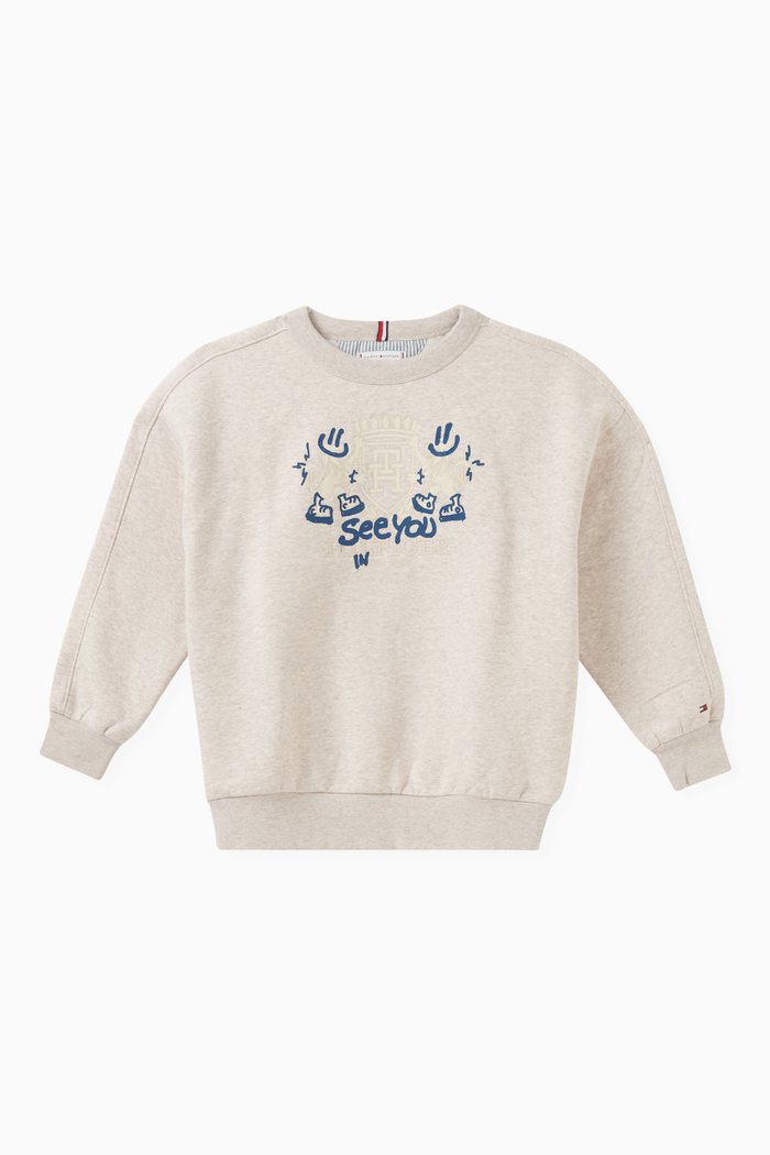 Graphic Logo Oversized Sweatshirt in Cotton-fleece, Neutral