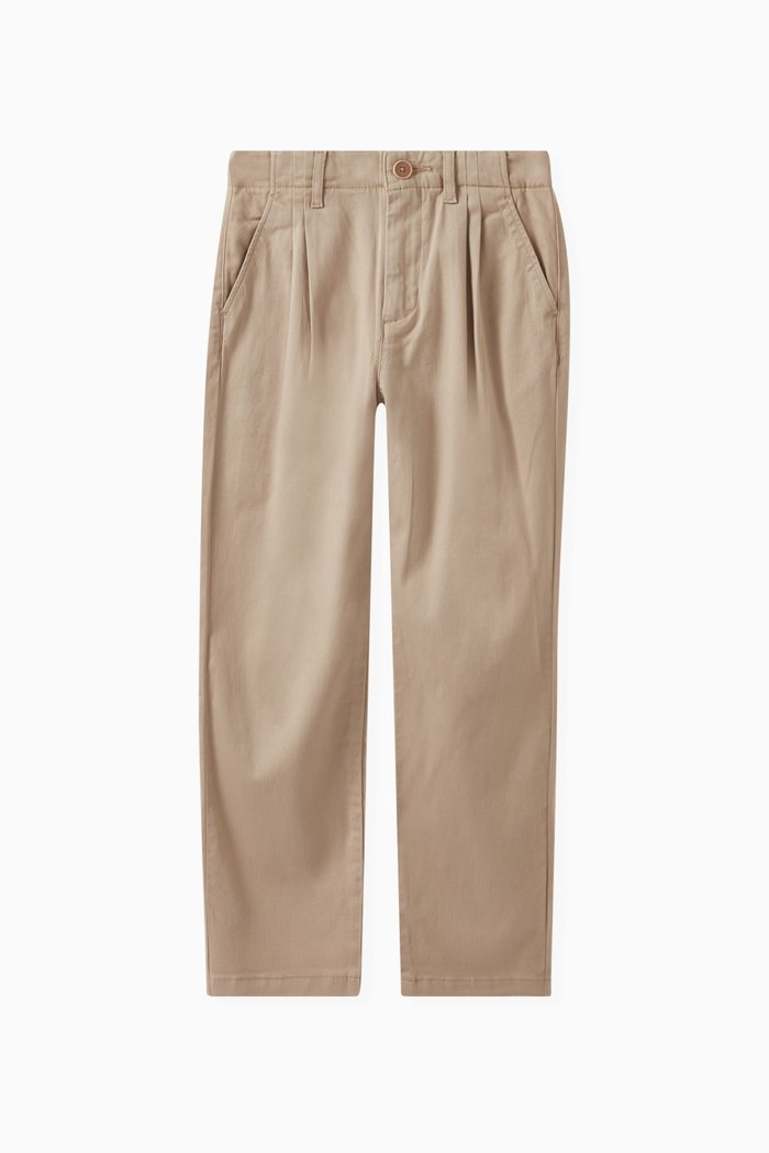 Pleated Chinos in Stretch-cotton, Neutral