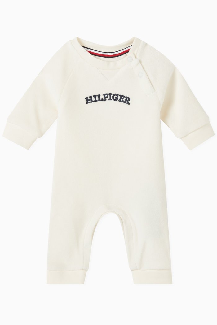 

Curved Monotype Romper in Cotton-velour, White