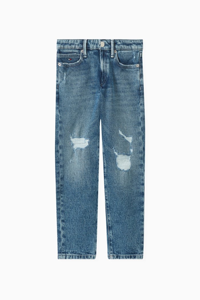 

TH Modern Distressed Straight Jeans in Denim, Blue