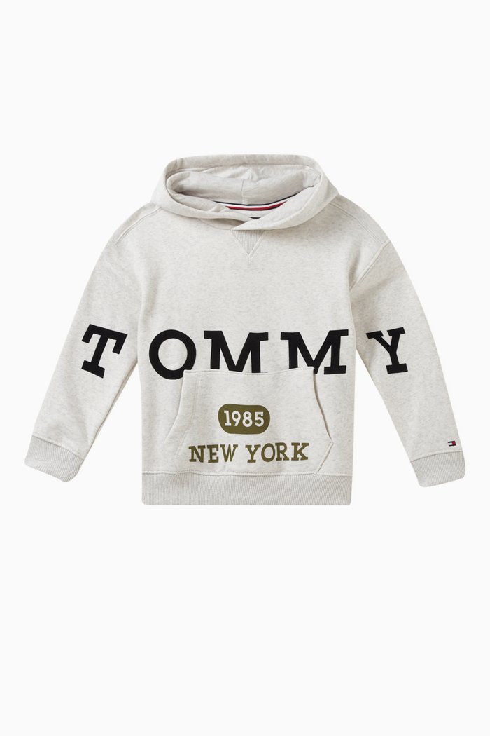 

Logo-print Hoodie in Cotton, Grey