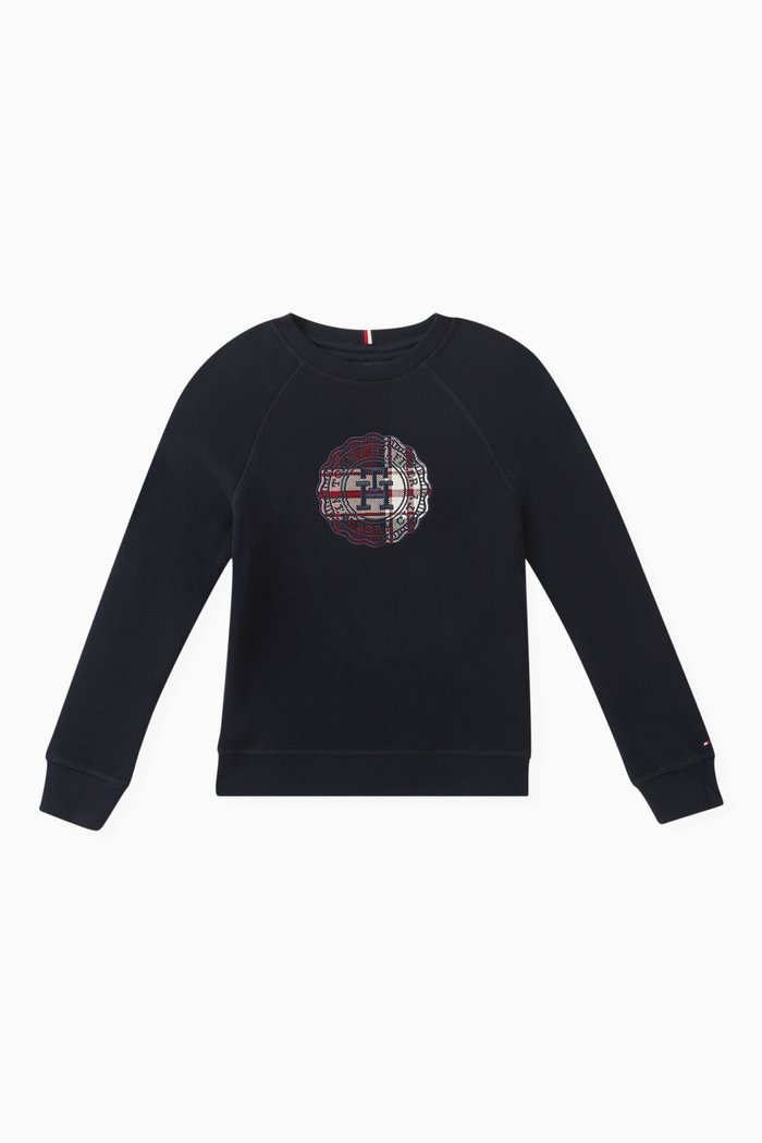 

TH Monogram-stamp Logo Sweatshirt in Cotton-terry, Blue