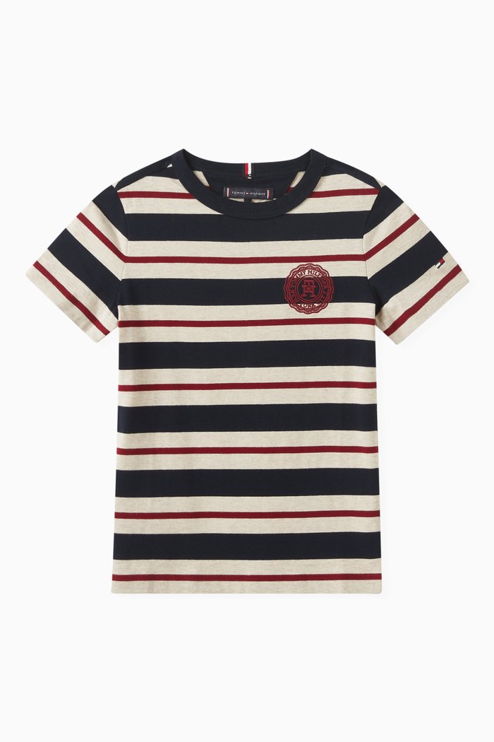

TH Monogram Stamp Striped T-shirt in Organic-cotton, Multicolour