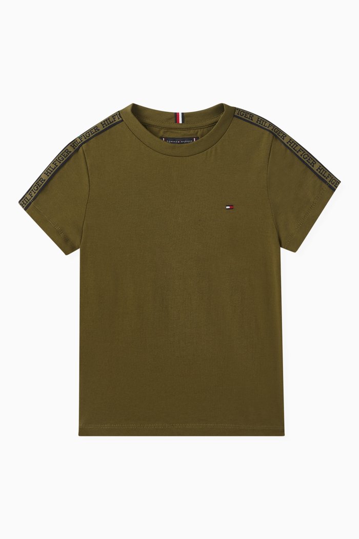 

Logo Tape T-shirt in Stretch-cotton, Green