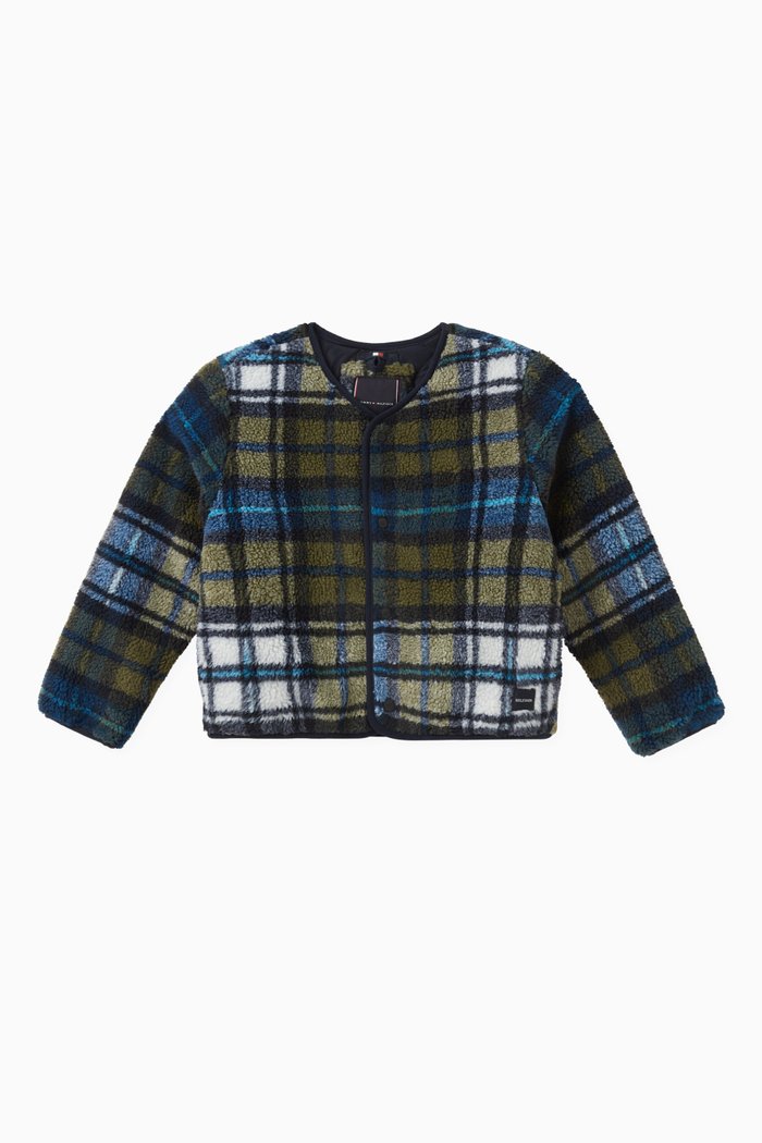 

Tartan-back Jacket in Teddy Fabric, Multicolour