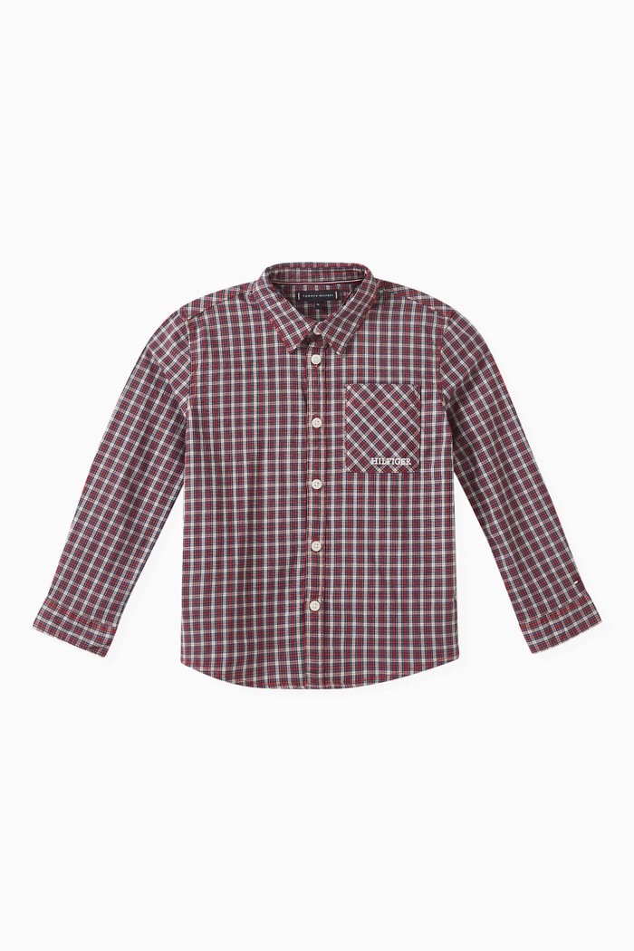 

Checked Shirt in Stretch-cotton, Blue