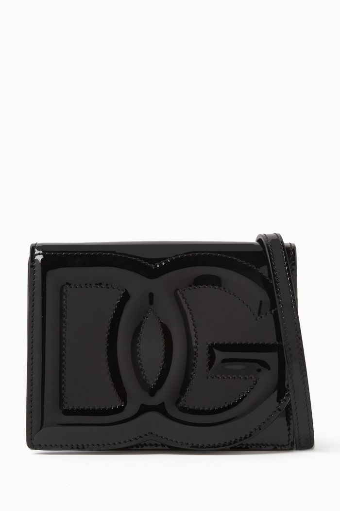 

Small DG Logo Crossbody Bag in Patent Leather, Black