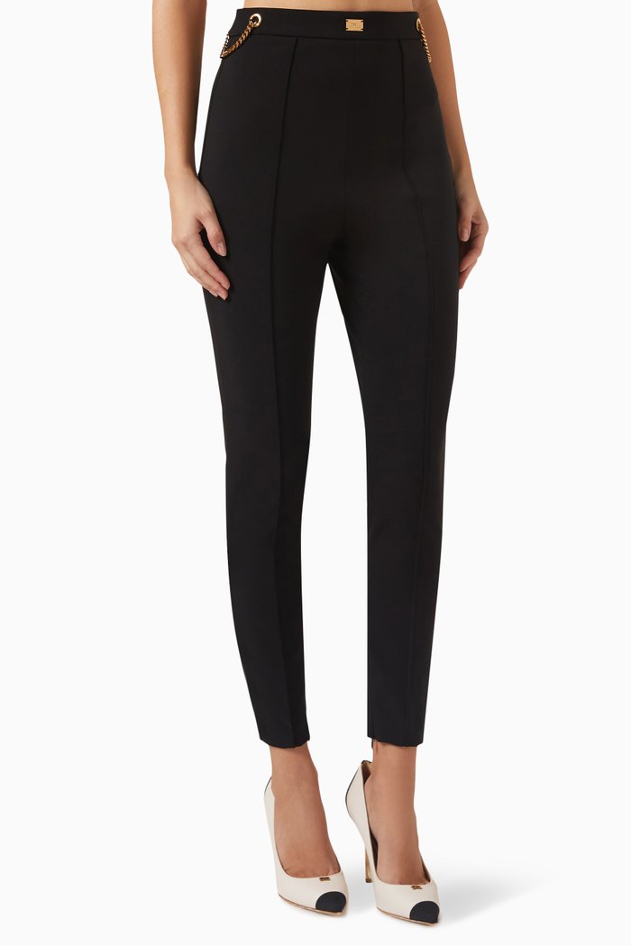 

Logo Chained High-rise Skinny Pants, Black