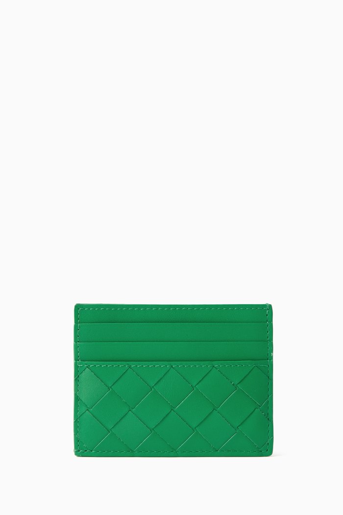 

Intrecciato Card Case in Leather, Green