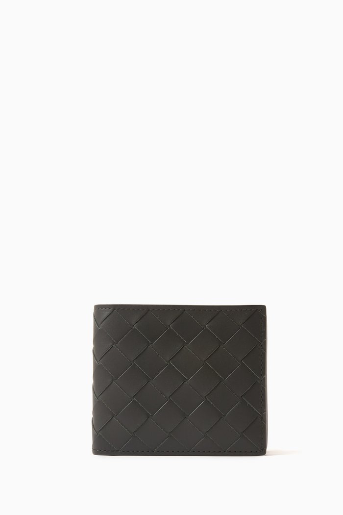 

Bi-Fold Wallet in Intrecciato Leather, Green