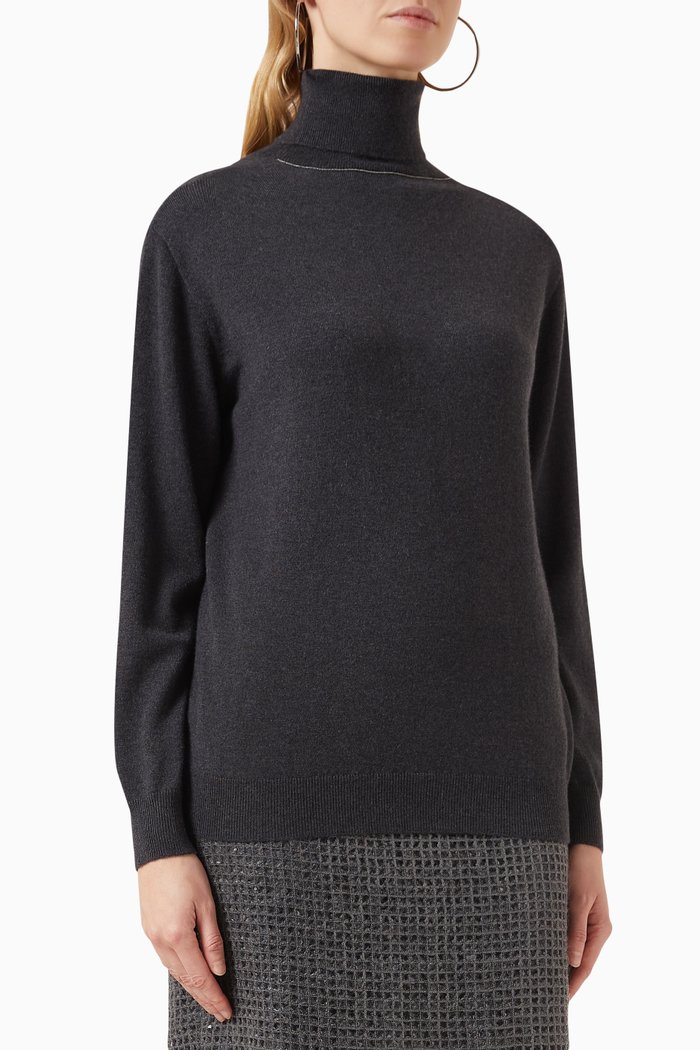 

Turtleneck Sweater in Cashmere, Grey