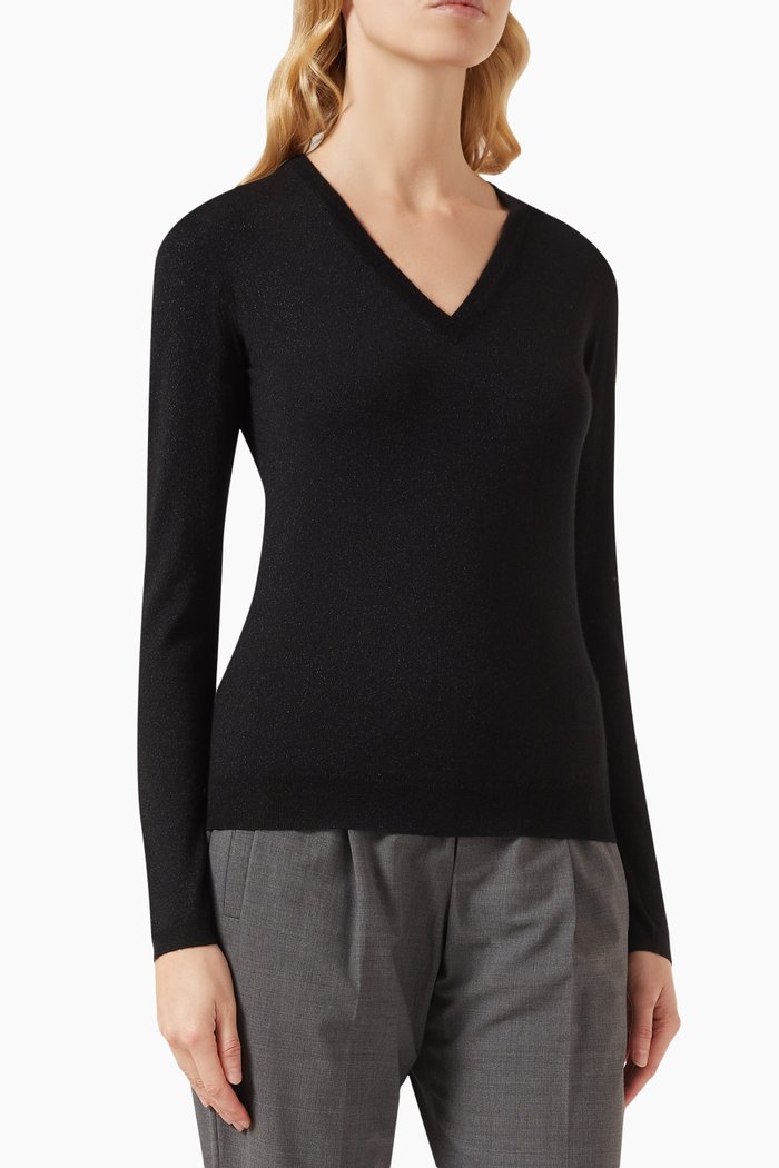 

Relaxed Sweater in Cashmere Blend, Black
