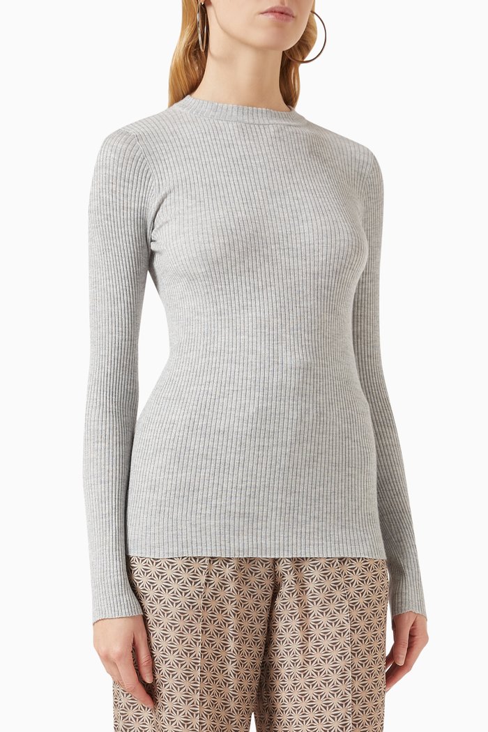 

Ribbed Sweater in Cashmere Blend, Grey