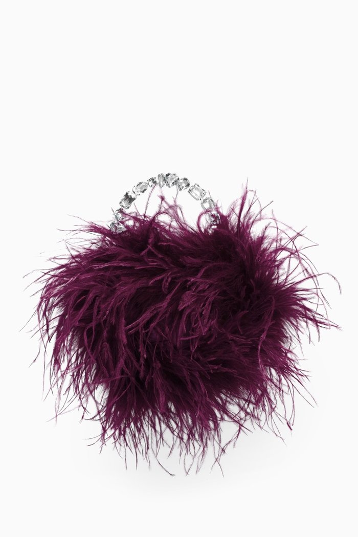 

Taliya Pouch Top-handle Bag in Ostrich Feathers, Purple