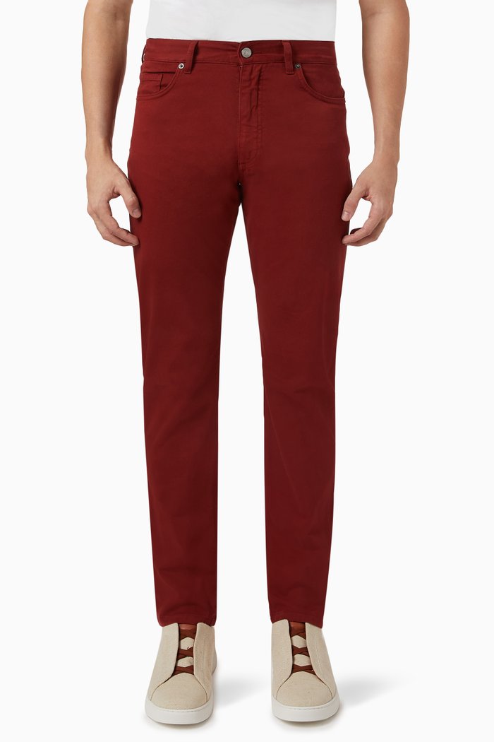 

Slim-fit Pants in Cotton-gabardine, Red