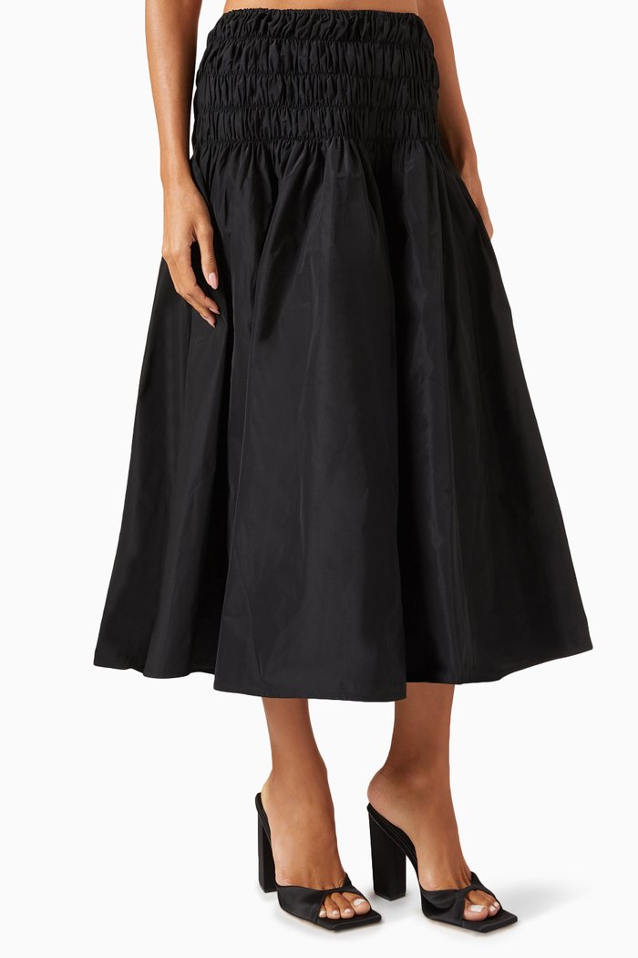 

Ruched Midi Skirt, Black