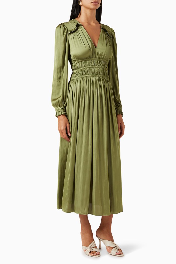 

Ruched Midi Dress, Green