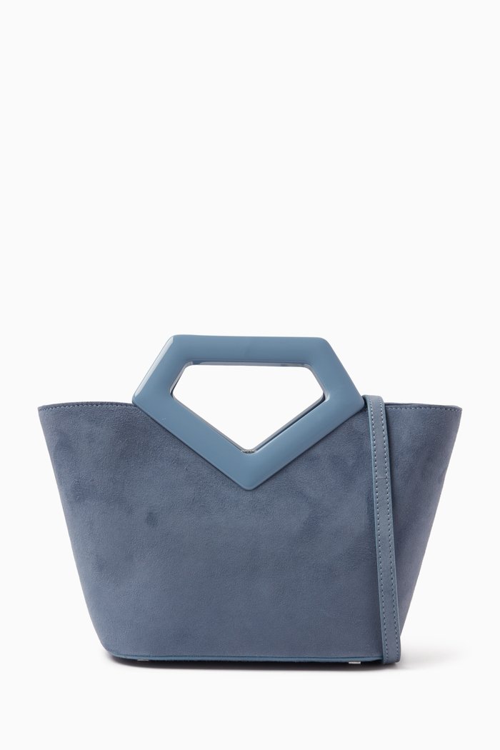 

Micro Riviera Diamond Bag in Suede, Blue