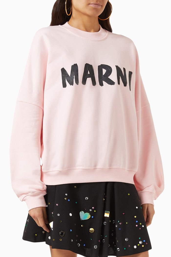 Logo Sweatshirt in Cotton, Pink