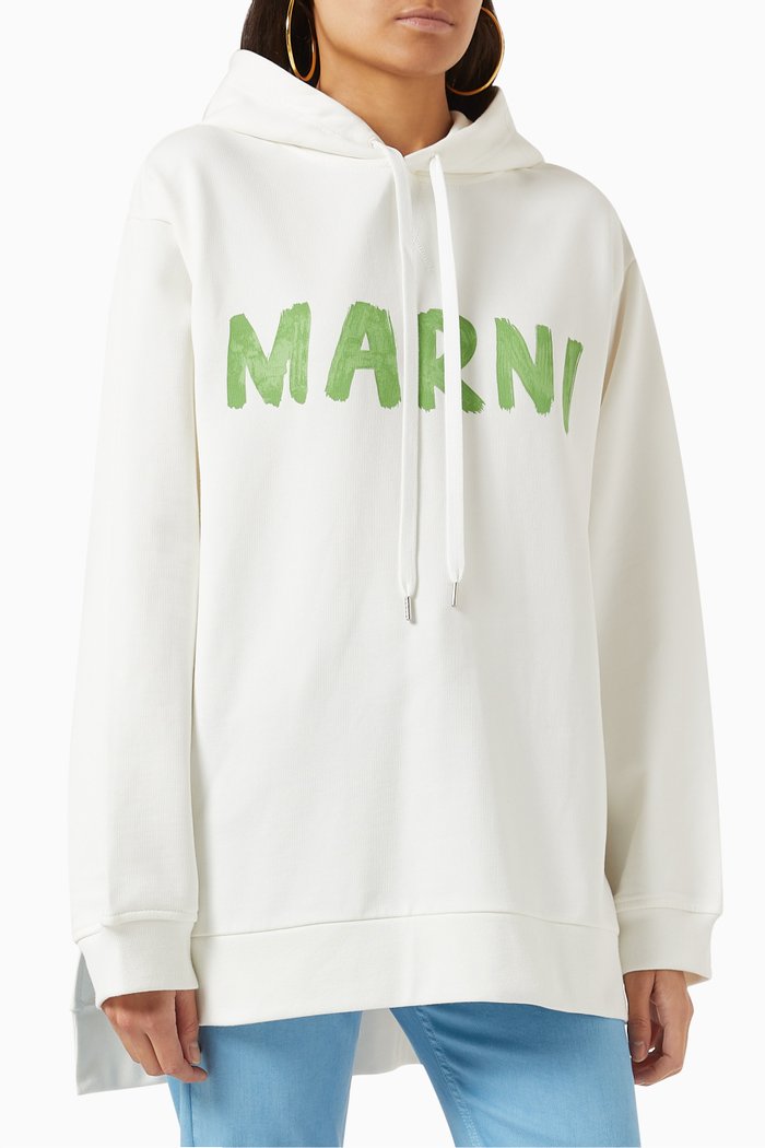 Logo Hoodie in Cotton, White