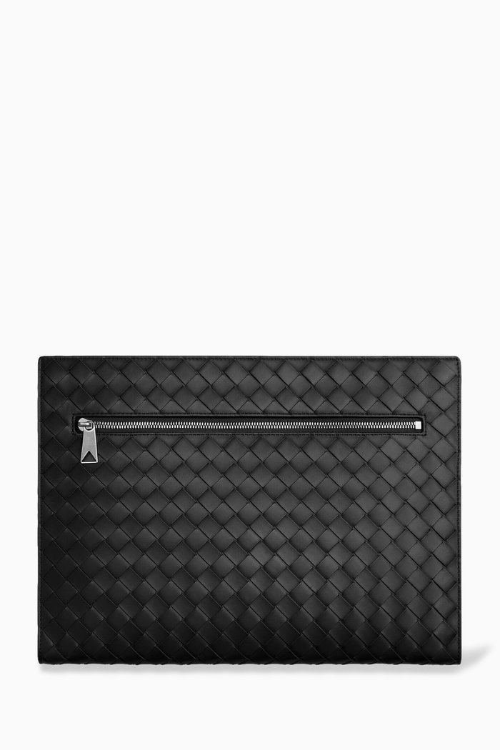 

Intrecciato Document Case in Calf Leather, Black
