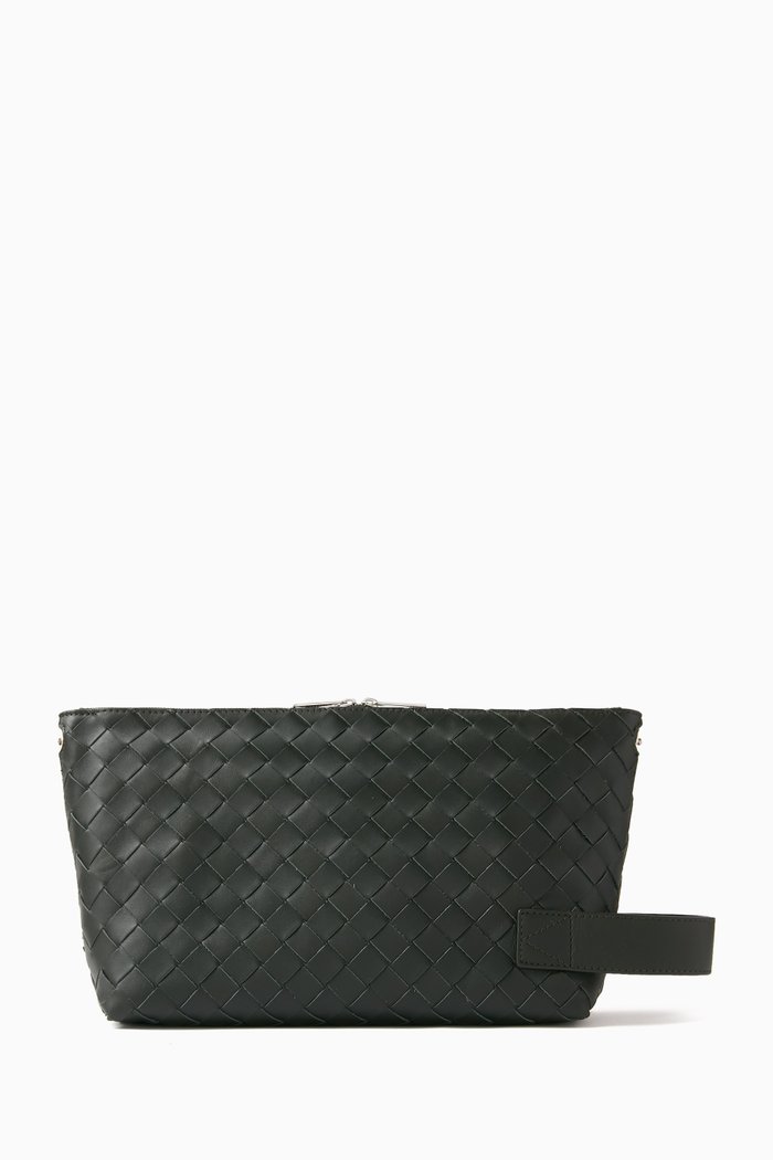 

Toiletry Case in Intrecciato Leather, Green