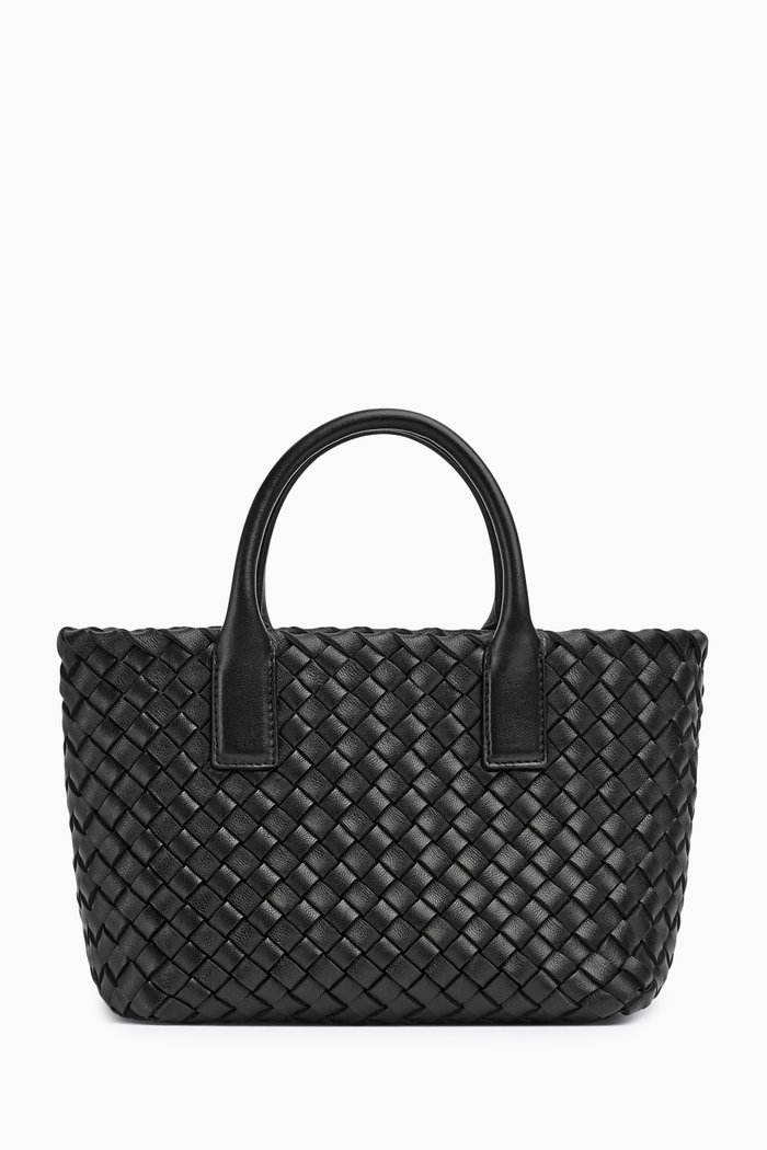 

Mini Cabat Tote Bag in Inteccio Leather, Black