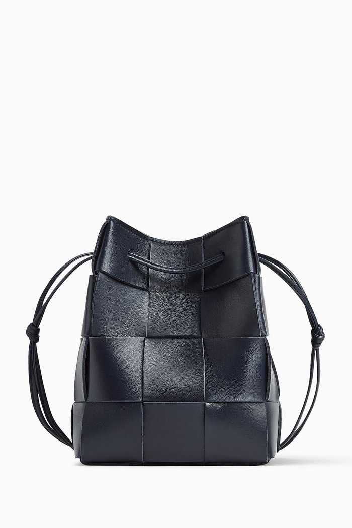 

Mini Cassette Bag in Intrecciato Leather, Blue