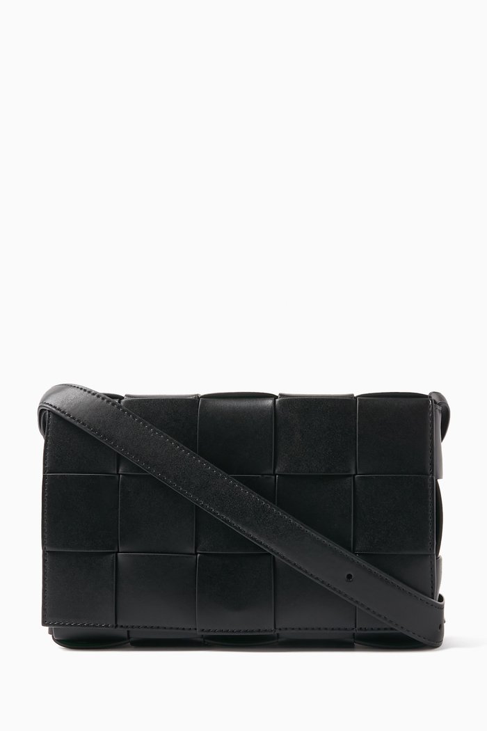 

Medium Cassette Bag in Intrecciato Leather, Black