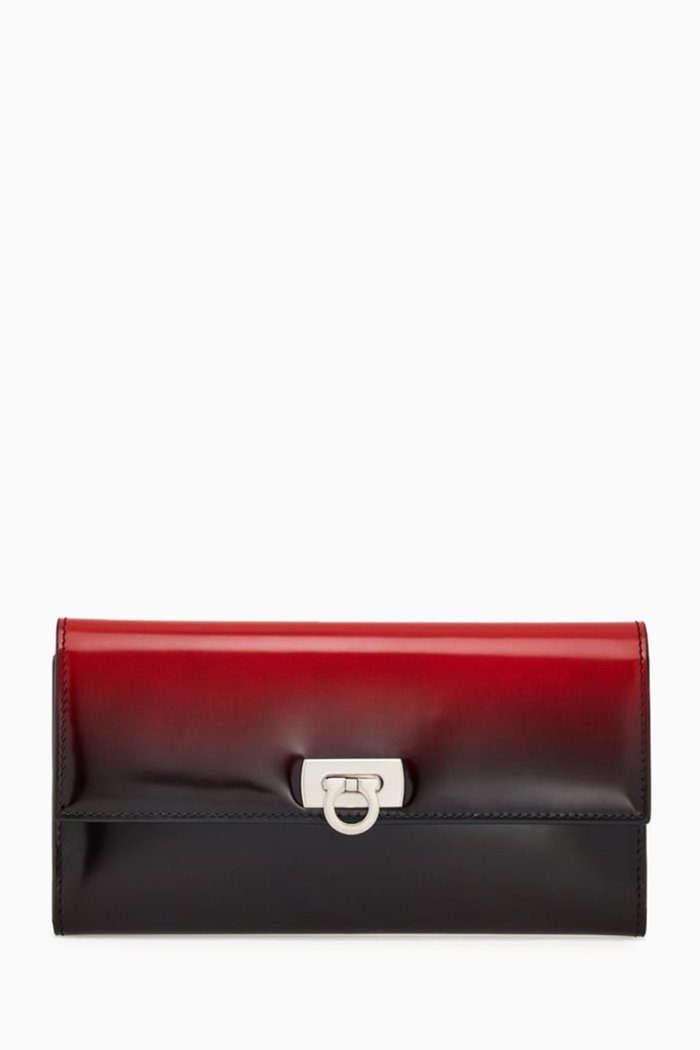 

Gancini Continental Wallet in Patent Leather, Red