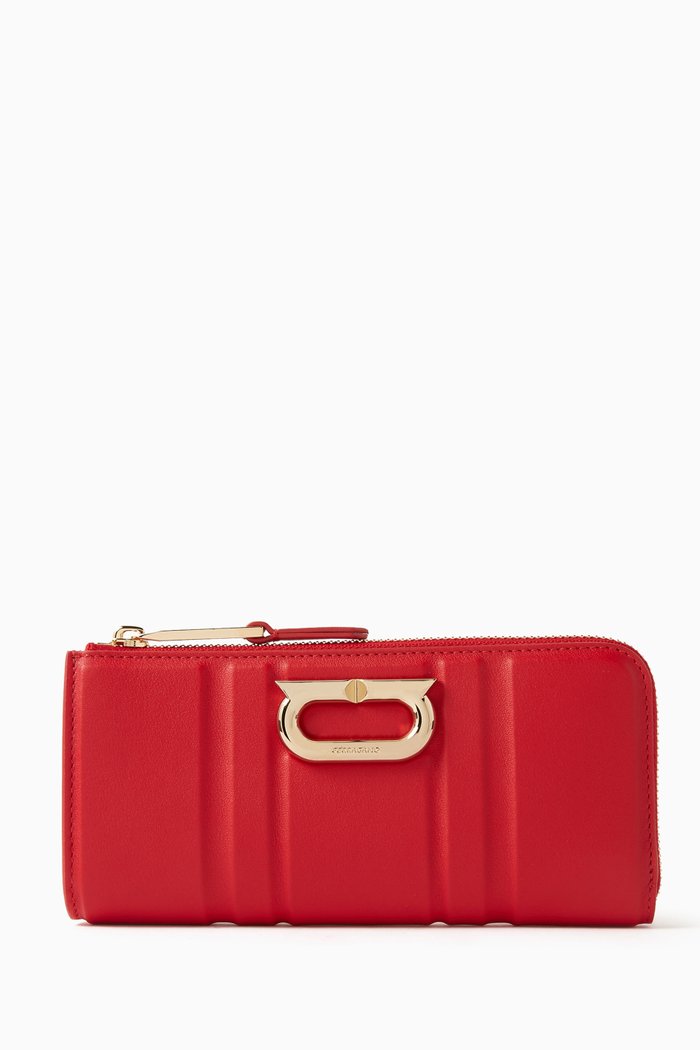 

Continental Wallet in Padded Leather, Red