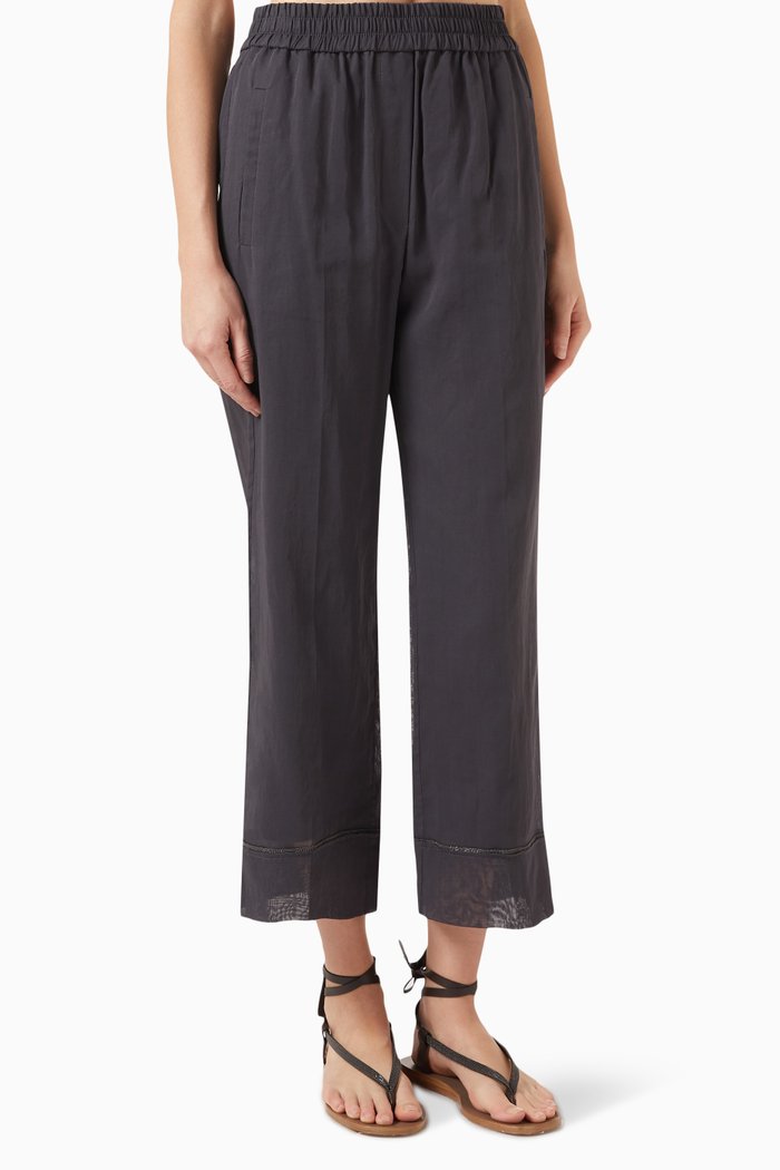 

Wide-leg Pants in Organza, Grey
