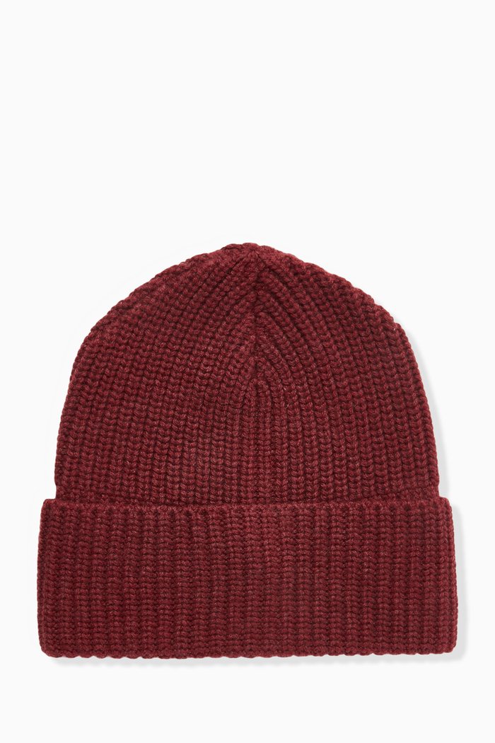 

Beanie Hat in Cashmere Rib-knit, Red