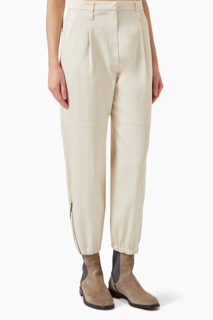 

Zip Hem Pants in Jersey, Neutral