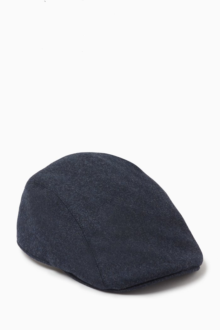 

Logo-embroidered Flat Cap in Wool, Blue