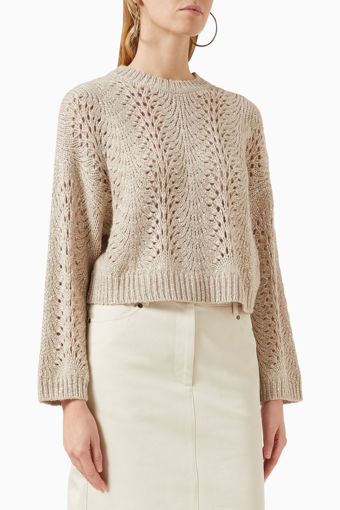 

Sequin Sweater in Cashmere Blend, Neutral