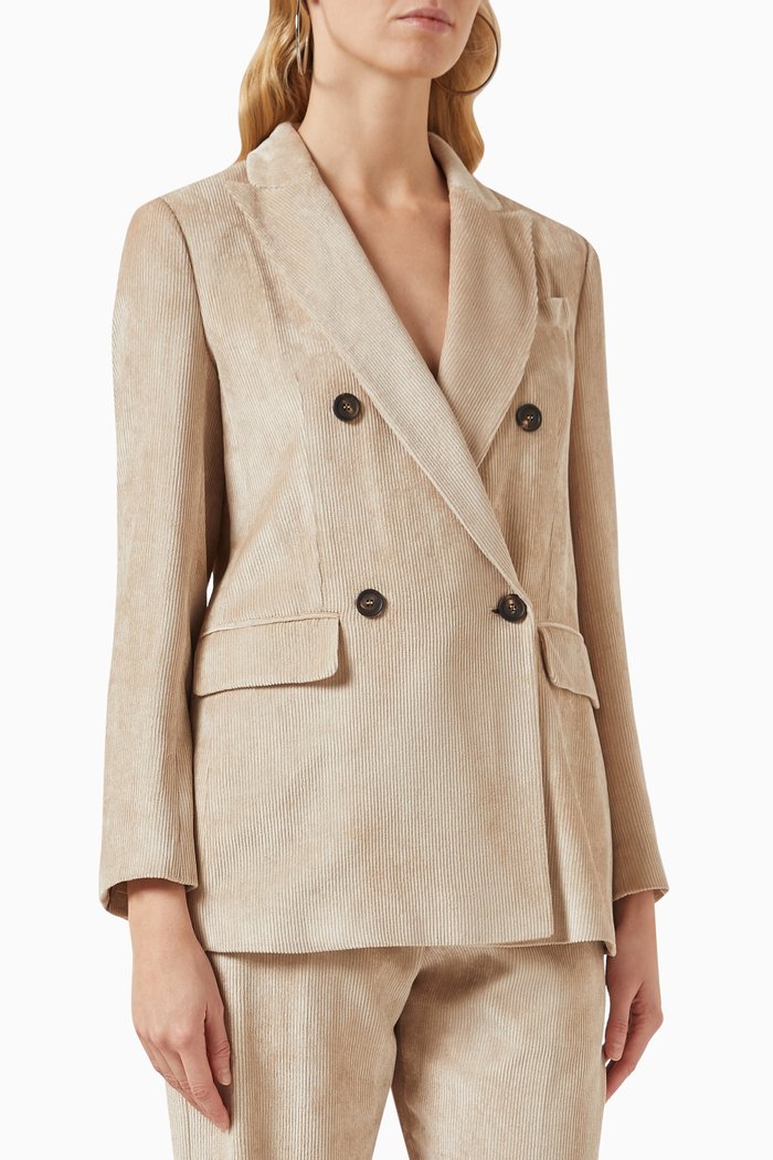 

Double-breasted Blazer in Corduroy, Neutral