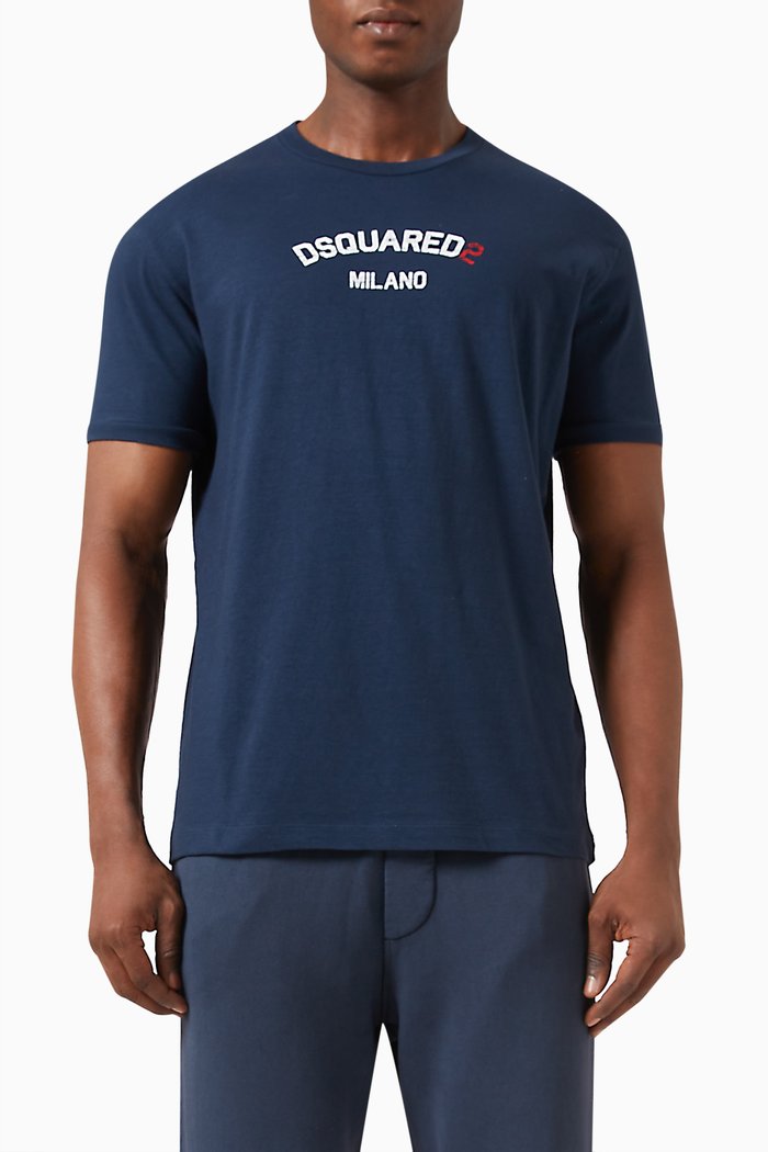 Graphic Logo T-shirt in Cotton, Blue