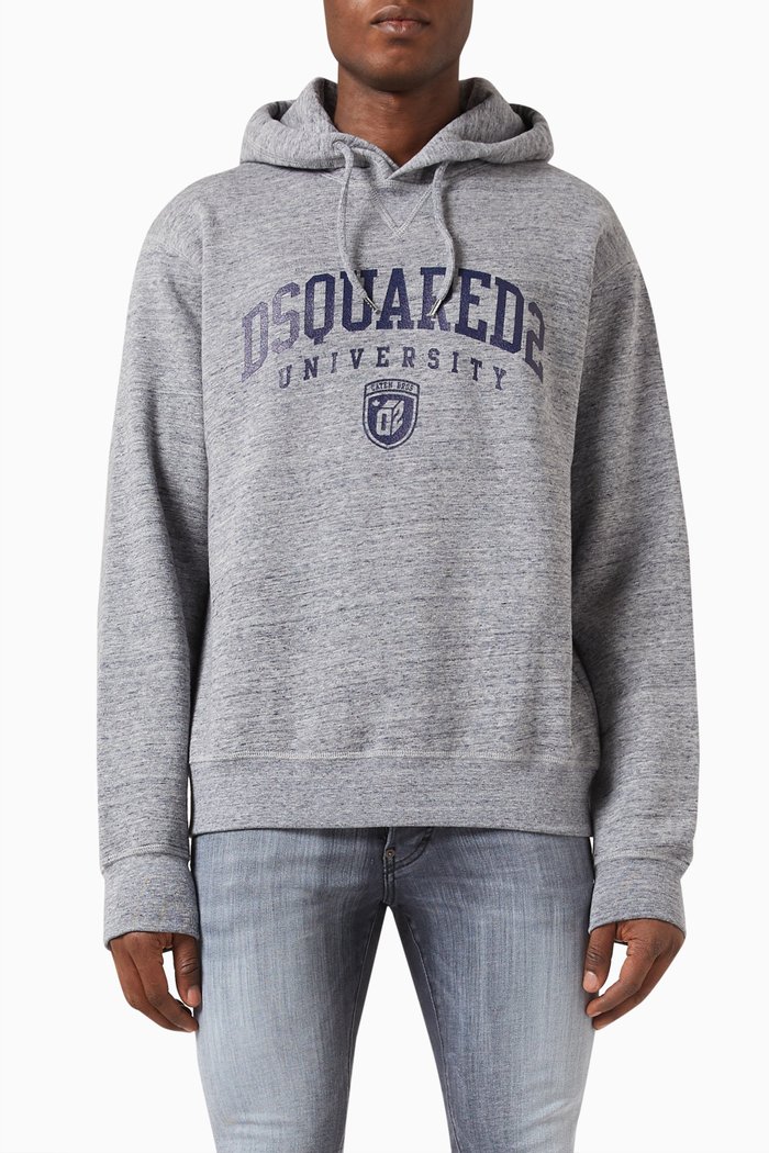

Cool University Hoodie in Cotton, Grey