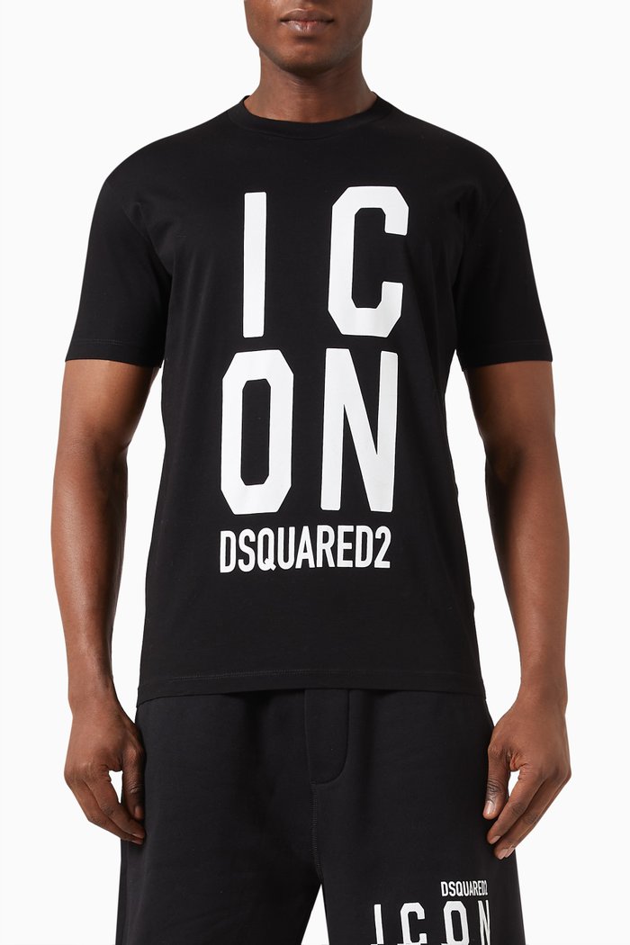 

Icon Squared Cool T-shirt in Cotton, Black