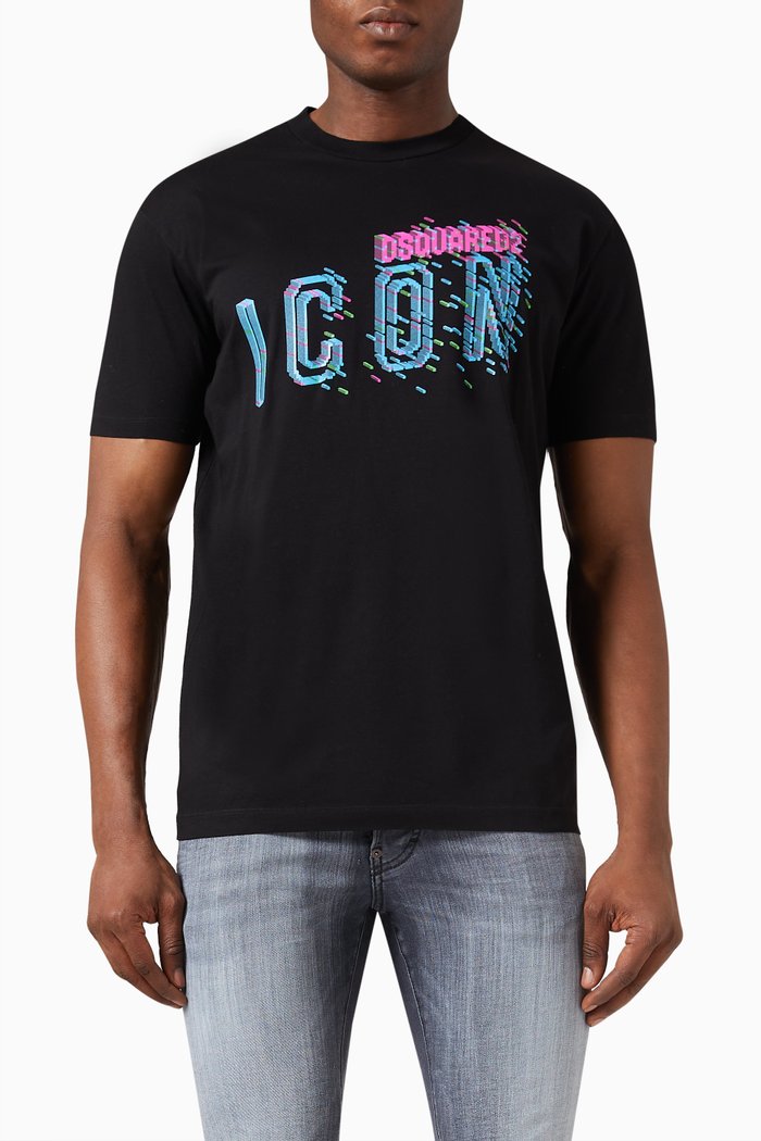 

Pixeled Icon Cool T-shirt in Cotton, Black