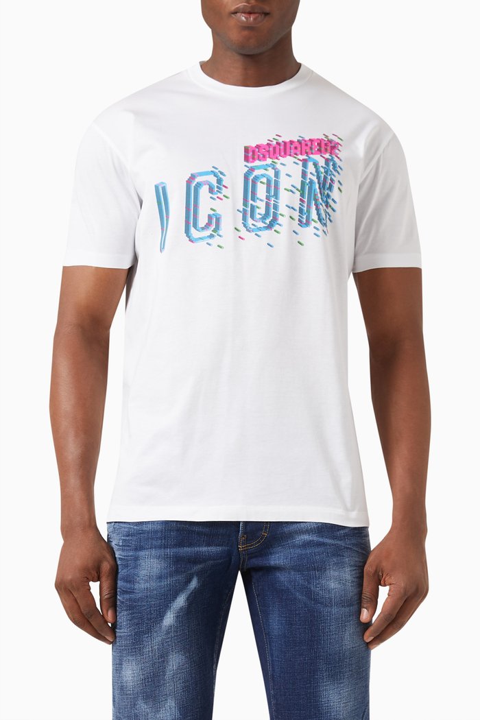 

Pixeled Icon Cool T-shirt in Cotton, White